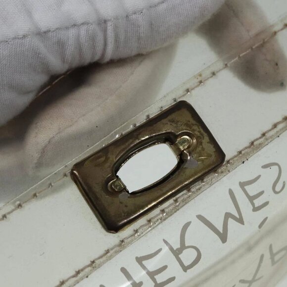 HERMES Vinyl Kelly Hand Bag Vinyl Clear Auth - Picture 10 of 16